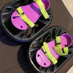 Moon shoes Purple and Neon Green Strap Sandals